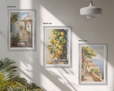 Three-piece wall art piece Lemon Streets Sea View