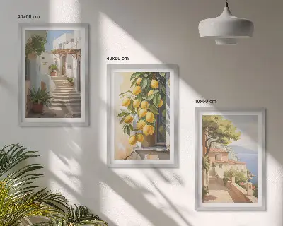 Lemon Streets Sea View wall art three-piece set