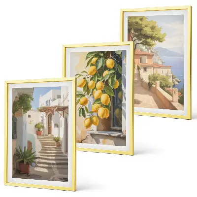Lemon Streets Sea View wall art three-piece set