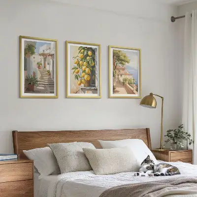Lemon Streets Sea View wall art three-piece set