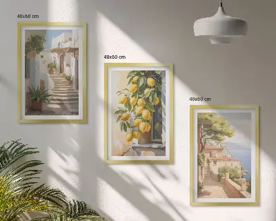 Lemon Streets Sea View wall art three-piece set