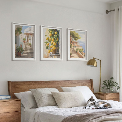 Three-piece wall art piece Lemon Streets Sea View