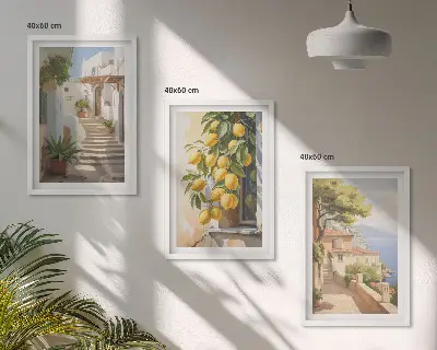 Lemon Streets Sea View wall art three-piece set