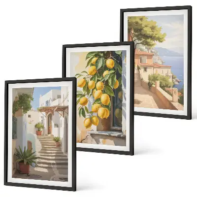 Lemon Streets Sea View wall art three-piece set