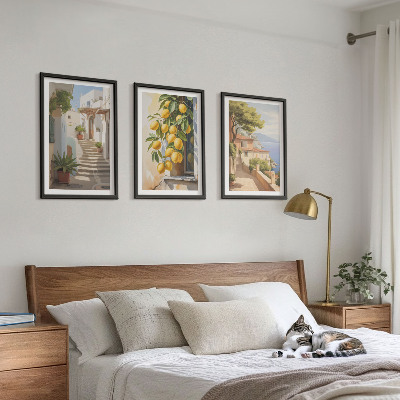 Three-piece wall art piece Lemon Streets Sea View