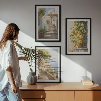 Lemon Streets Sea View wall art three-piece set
