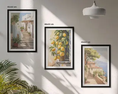 Lemon Streets Sea View wall art three-piece set