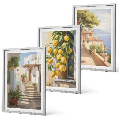 Lemon Streets Sea View wall art three-piece set