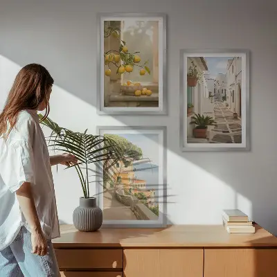 Citrus tree window view wall art set 