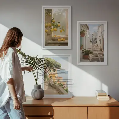 Citrus tree window view wall art set 