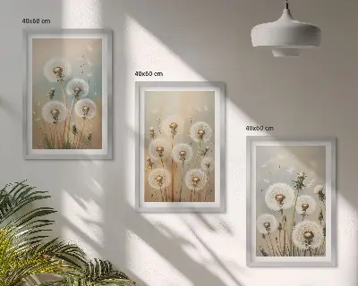 Pastel dandelion flowers wall art set pastels and floral design
