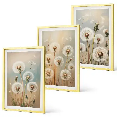 Pastel dandelion flowers wall art set pastels and floral design