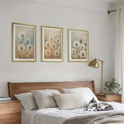 Pastel dandelion flowers wall art set pastels and floral design