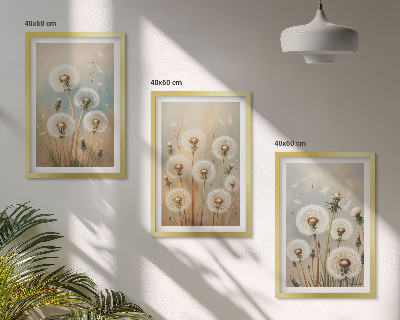 Wall art set Pastel dandelion flowers
