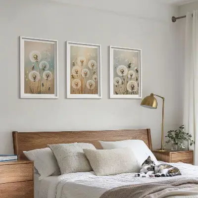 Pastel dandelion flowers wall art set pastels and floral design