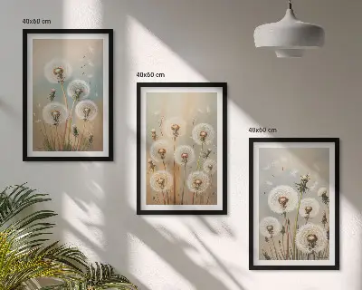 Pastel dandelion flowers wall art set pastels and floral design