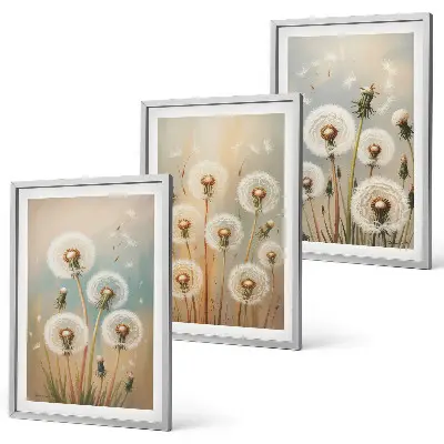 Pastel dandelion flowers wall art set pastels and floral design