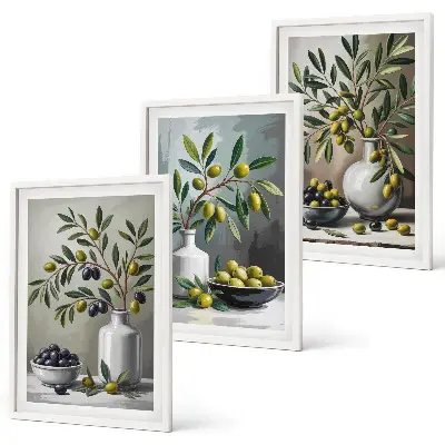 Three-piece ceramic wall art set in gray