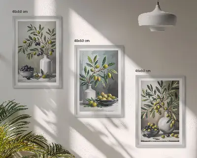 Three-piece ceramic wall art set in gray