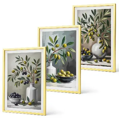 Three-piece ceramic wall art set in gray