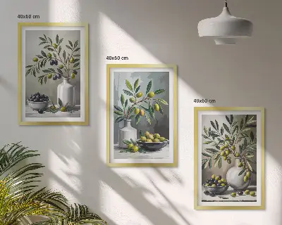 Three-piece ceramic wall art set in gray