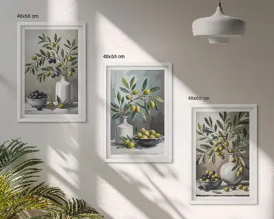 Three-piece ceramic wall art set in gray