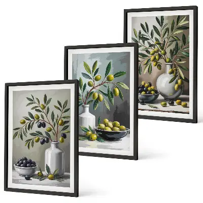 Three-piece ceramic wall art set in gray
