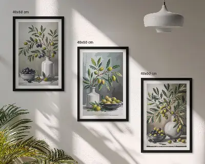 Three-piece ceramic wall art set in gray