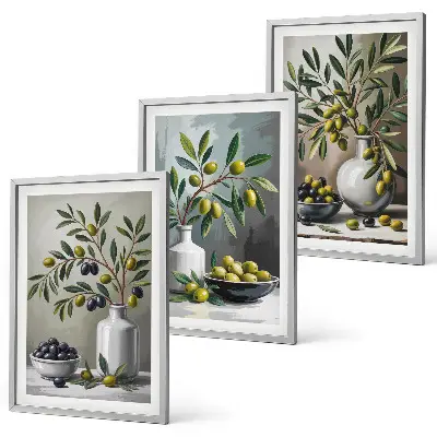 Three-piece ceramic wall art set in gray