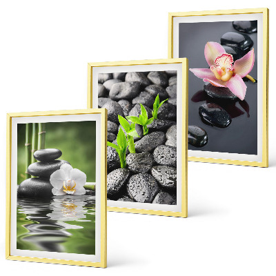 Wall art set A calm zen composition of flowers and water