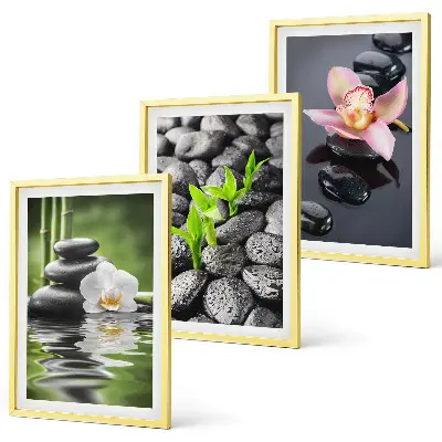 Wall art set calm zen composition of flowers and water