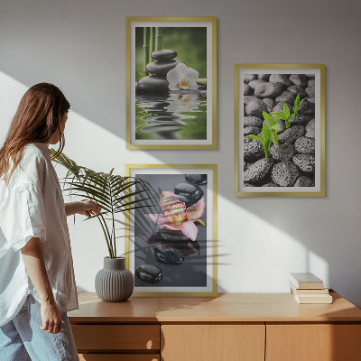 Wall art set A calm zen composition of flowers and water