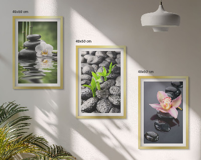 Wall art set A calm zen composition of flowers and water