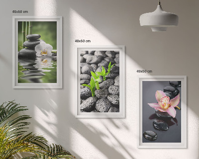 Wall art set A calm zen composition of flowers and water