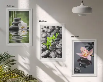 Wall art set calm zen composition of flowers and water
