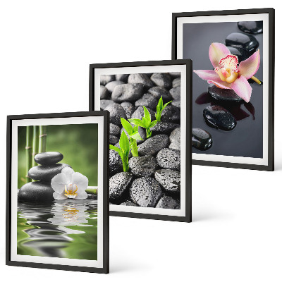 Wall art set A calm zen composition of flowers and water