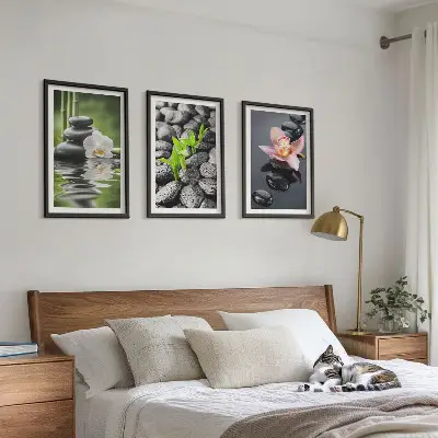 Wall art set calm zen composition of flowers and water