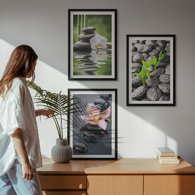 Wall art set A calm zen composition of flowers and water