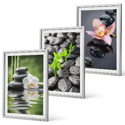 Wall art set calm zen composition of flowers and water