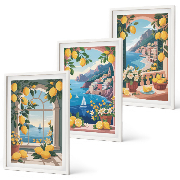 Wall art set Sea window Italian lemons