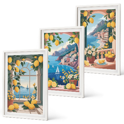 Wall art set Sea window Italian lemons