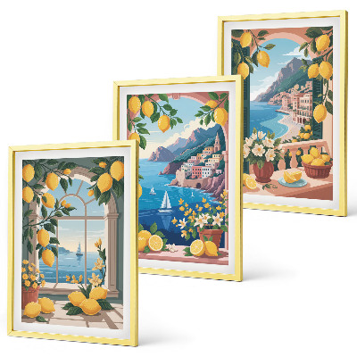 Wall art set Sea window Italian lemons