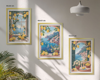 Wall art set Sea window Italian lemons