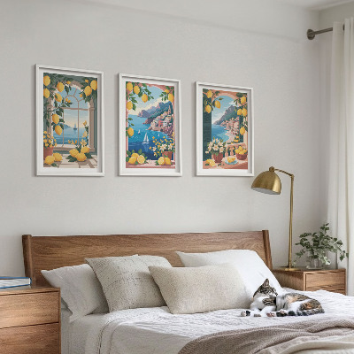 Wall art set Sea window Italian lemons
