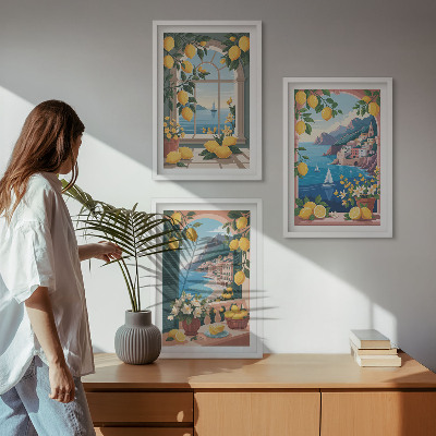 Wall art set Sea window Italian lemons