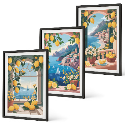 Wall art set Sea window Italian lemons