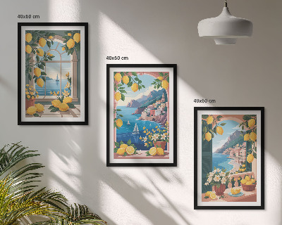 Wall art set Sea window Italian lemons