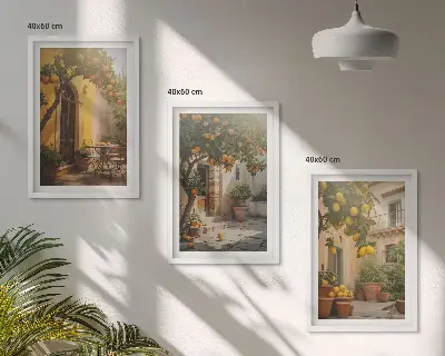 Sunny patio citrus pots framed wall art set of 3 pieces