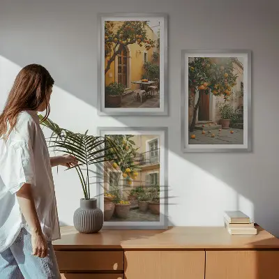 Wall art set garden citrus sun design