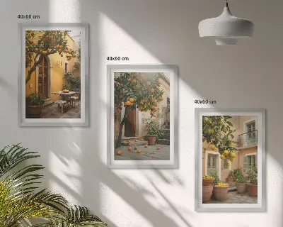 Wall art set garden citrus sun design